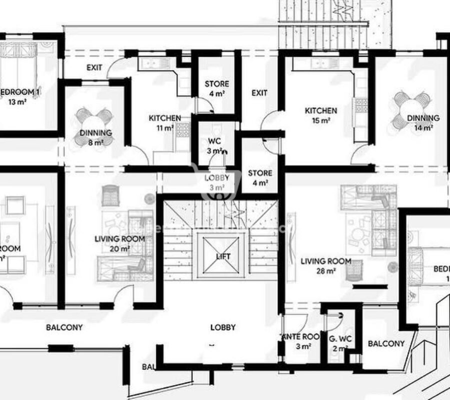 1 bedroom, 2 bedroom and 3 bedroom apartments