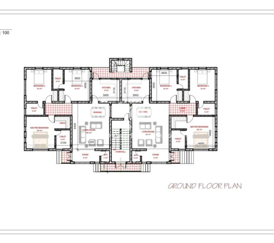 Spacious 3 bedroom flat in a nice area (semi-finished)