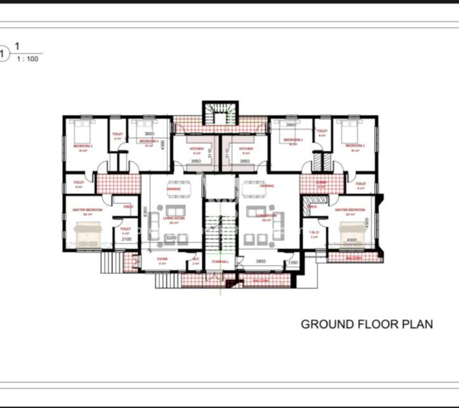 Spacious 3 bedroom flat in a nice area (semi-finished)