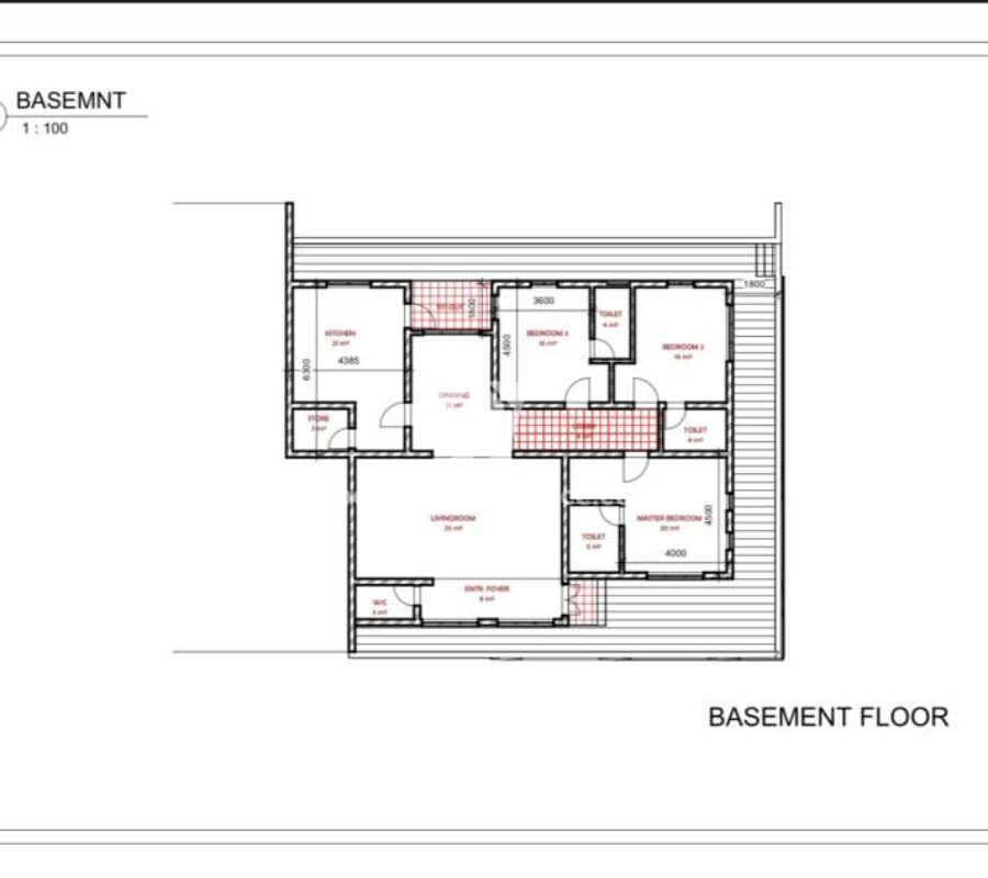 Spacious 3 bedroom flat in a nice area (semi-finished)