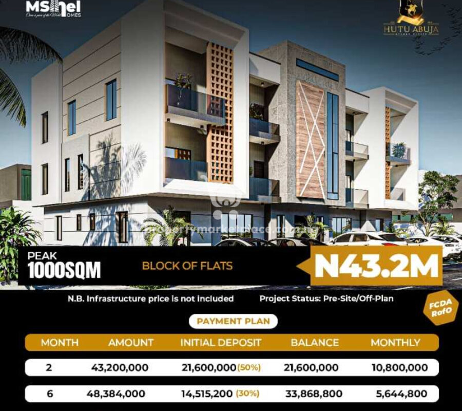 1000sqm estate land for a block of flats at Hutu Abuja